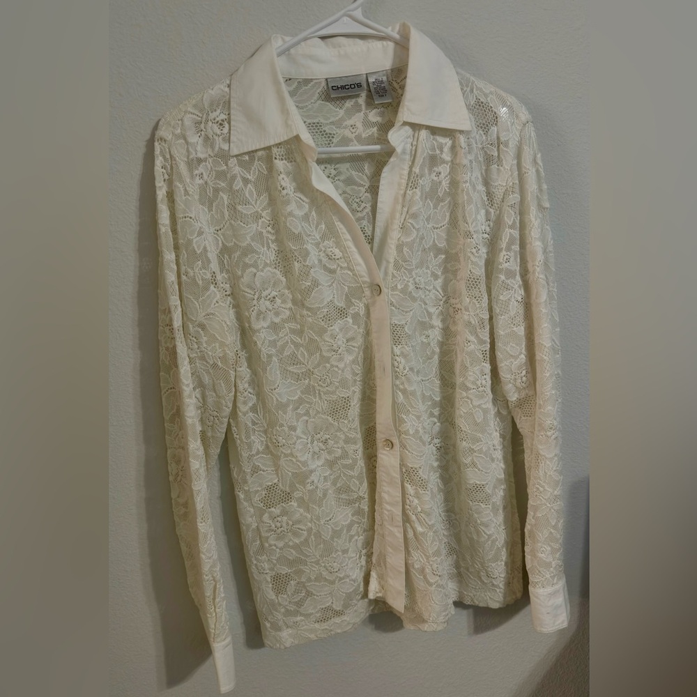 Chico's women's lace white blouse